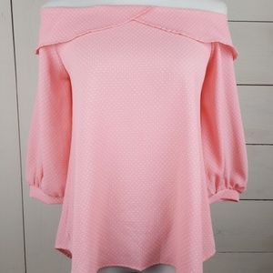{Le Lis} S Pink White Polka Dot Top